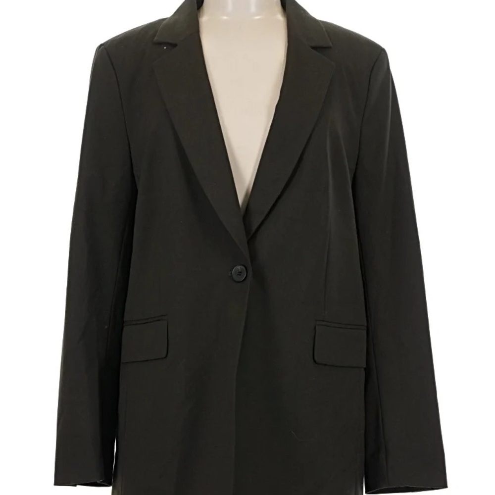 H&M Classic Olive Green Women's Blazer Jacket - Tailored Single-Button